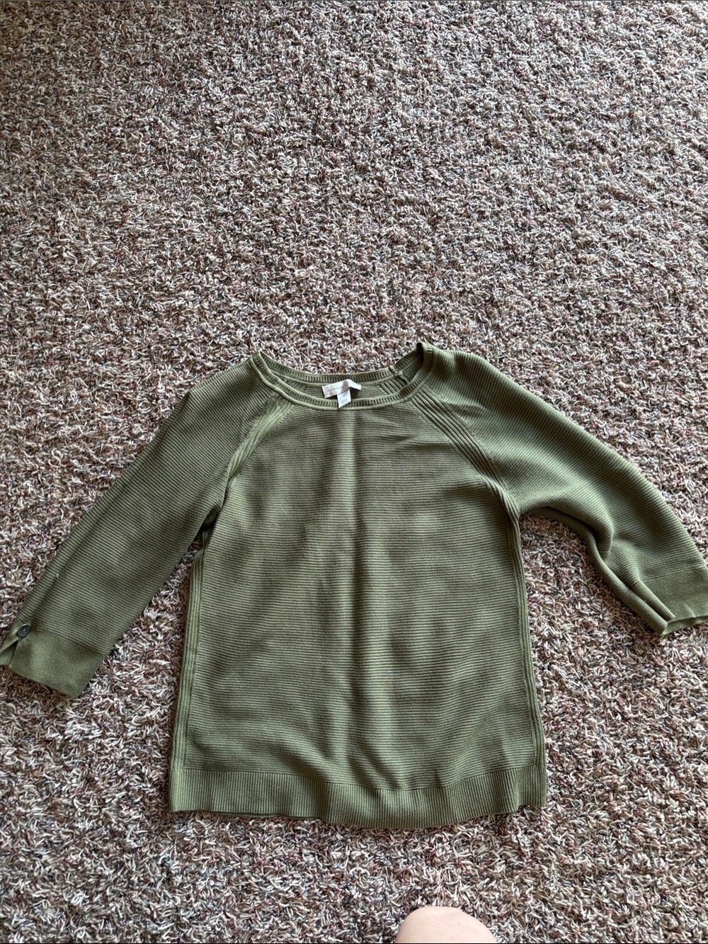 Women’s Christopher & Banks Olive Green Ribbed Knit Sweater Top